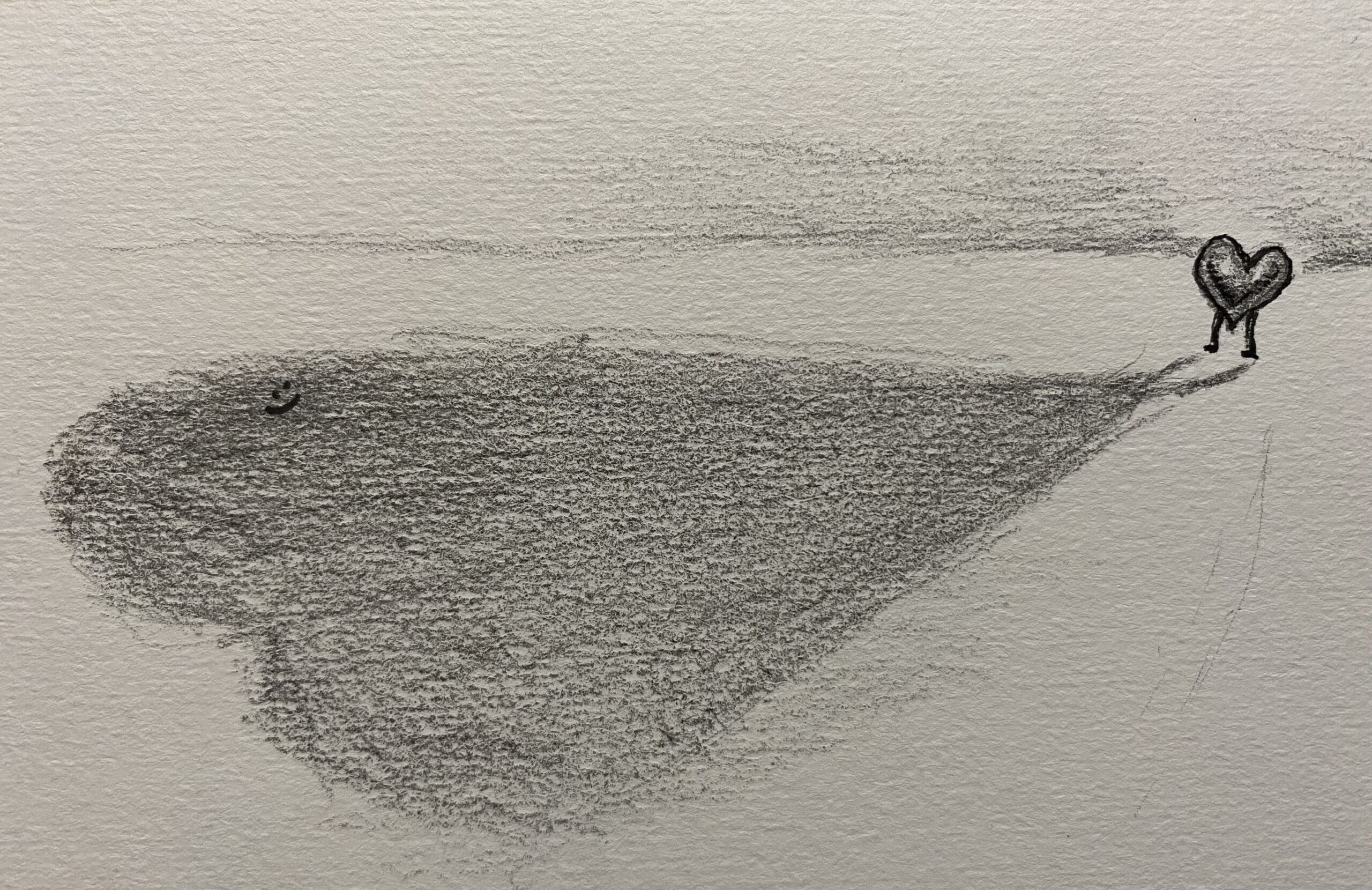 A smile lost in a shadow of pain