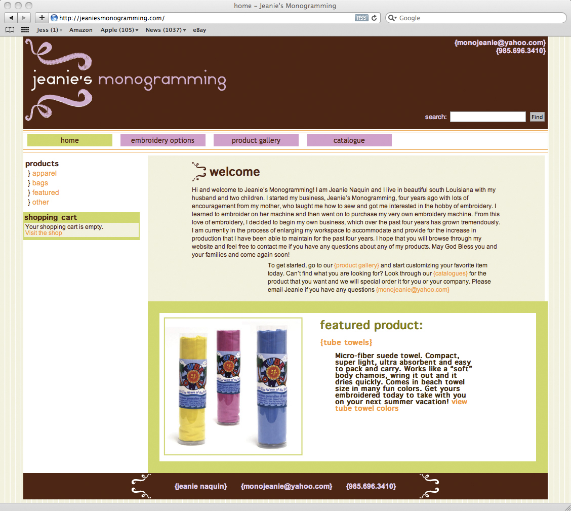 Jeanie’s Monogramming Website