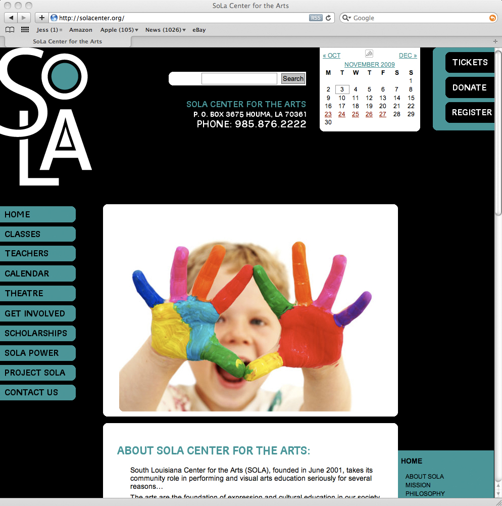 South Lousiana Center for the Arts Website