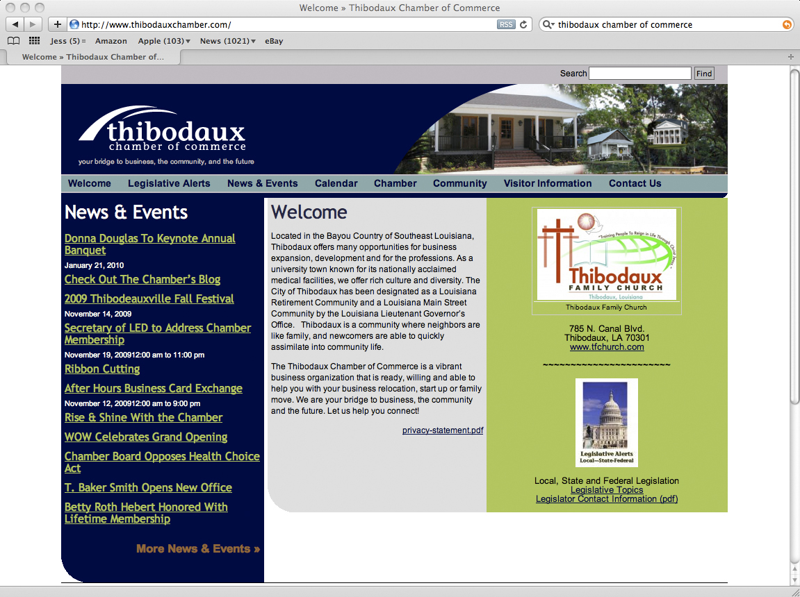 Thibodaux Chamber of Commerce Website