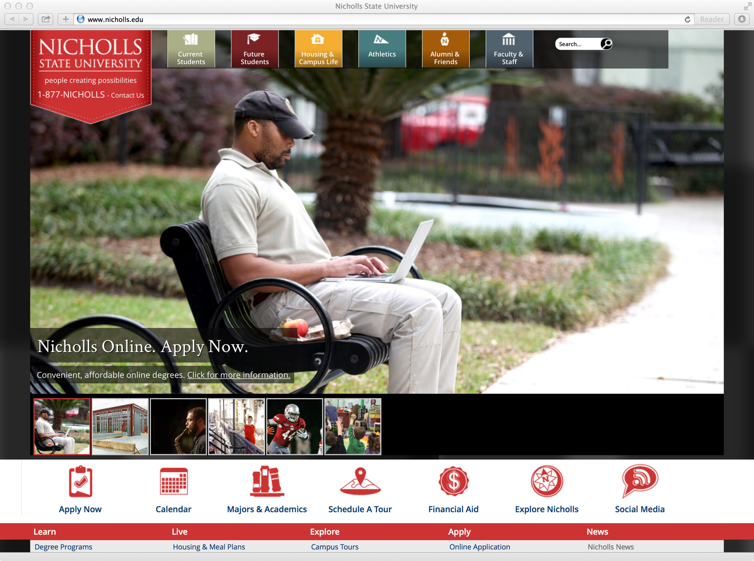 Nicholls State University Website: 2012